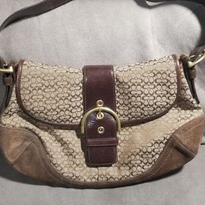 Coach Hobo Fabric and Suede Handbag